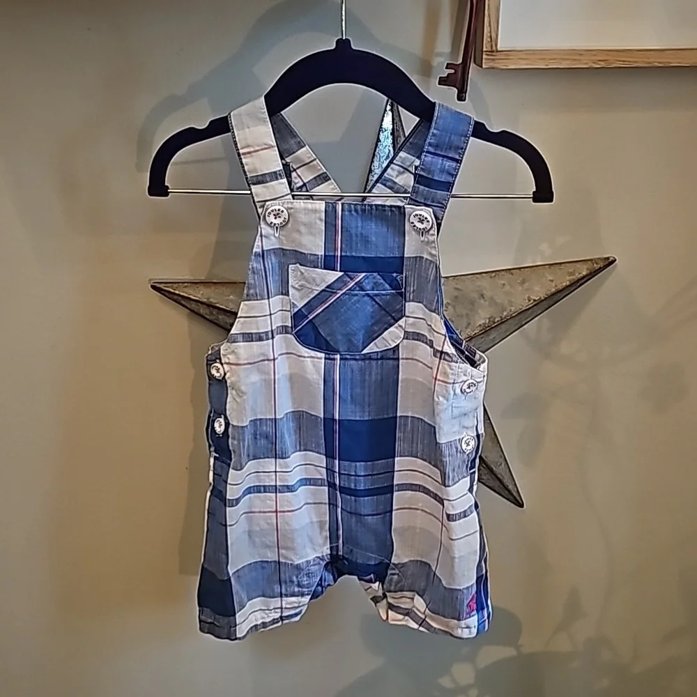 Joules overall shorts... pink, white and blue plaid... super cute!